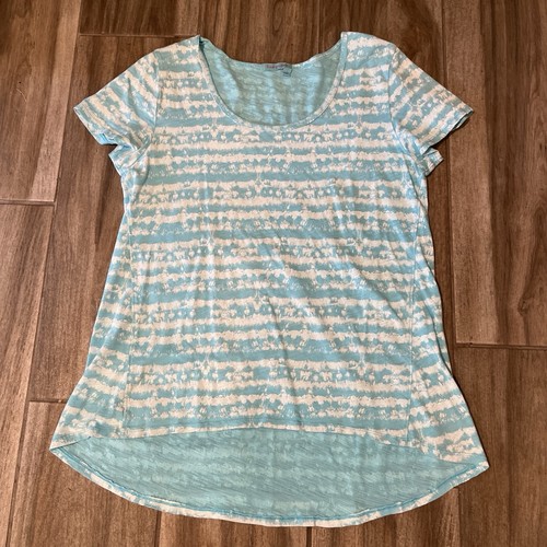 Fresh Produce T-Shirt Gr. L himmelblau weiß Farbstreifen U-Ausschnitt Kurzarm - Bild 1 von 5