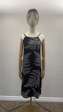 Makai Beach Hawaii Dress Black White Leaf Print Midi Sundress Women’s Size 10