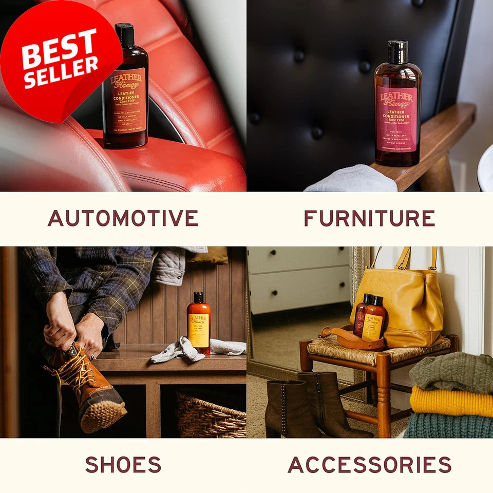 Leather Care Kit Cleaner Conditioner Cloths for Jackets Furniture Auto Interiors - image 2 of 4