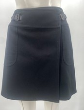 Ralph Lauren Black Label cotton blend wrap mini skirt w/ leather buckles SZ 4