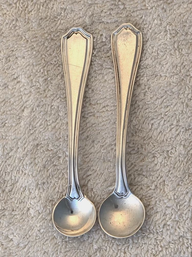HEPPLEWHITE REED & BARTON Sterling Silver Pair MASTER SALT SPOONS Custom? 3 3/8"
