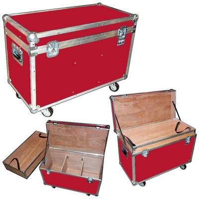 ATA ''BULLY'' Supply Trunk 1/4'' Case w/2 Dividers - Top Tray - Wheels - RED CASE