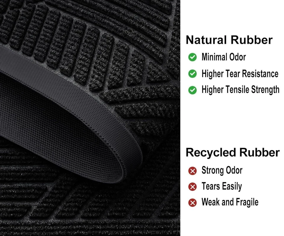 Heavy Duty Sturdy Natural Rubber Doormat  Front Door Mat Easy Clean Low Profile - Image 4 of 4