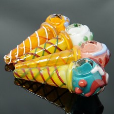 6 inch Handmade Flavor Ice Cream Waffle Cone Smoking Bowl Glass Pipe -USA Seller