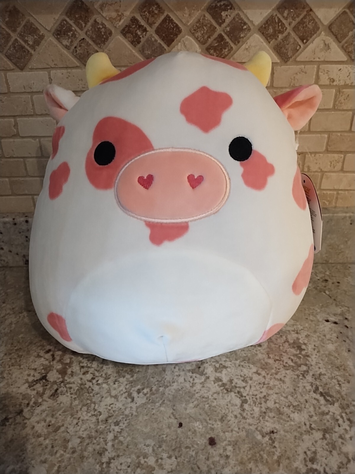 Squishmallows Evangelica The Pink Cow Plush 12" Heart Nose Pink Spots