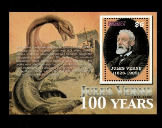 MODERN GEMS - Dominica 2005 - Jules Verne Souvenir Stamp Sheet Scott 2551 - MNH