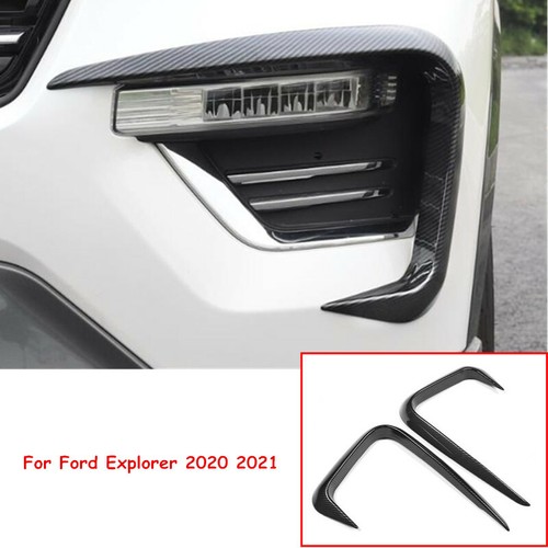 Carbon Fiber Front Fog Lamp Light Eyebrow Cover Trim For Ford Explorer 2020 2021 - Picture 1 of 8