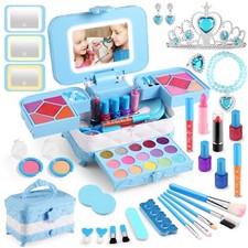 57 Pcs Kids Makeup Kit Gift For Girls, Princess Real Washable Pretend Play Toy