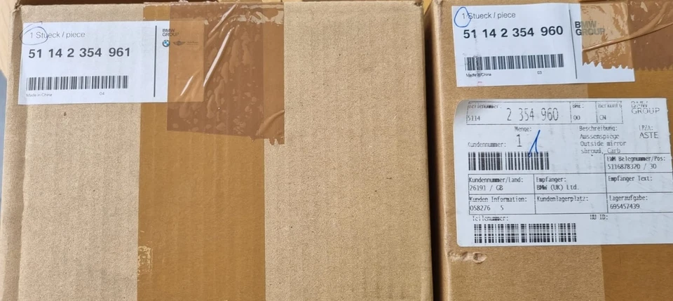 SET CALOTTA SPECCHIETTO ORIGINALE MINI F56 F55 F57 FIBRA DI CARBONIO P/N 51142354960 & 961 - Immagine 4 di 4