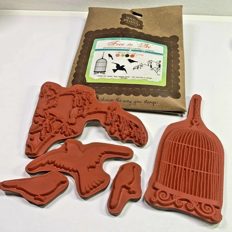 Nuevo sello de goma pájaros en rama jaula para pájaros unidad voladora sello compañía gratis para ser Foto 2 de 4