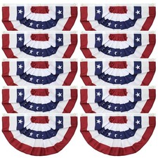 10 Pieces American Pleated Fan Flag, 3 X 1.5 Ft USA Patriotic Flag Bunting Ha...