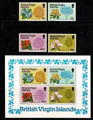 SE84 BRITISH VIRGIN ISLANDS 1978 MS + set Flowers MNH
