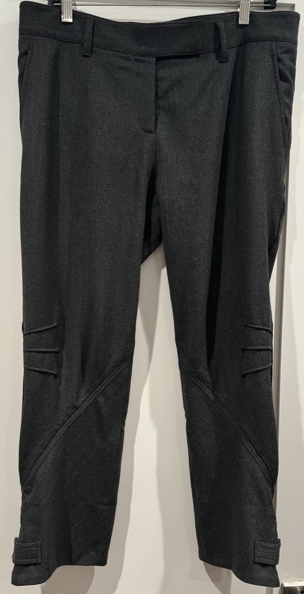 PRADA Women's Pants Dark Gray 95% Virgin Wool Cropped Trousers Sz