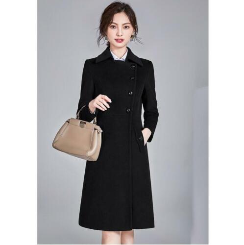 Womens Long Woolen Business Jacket Quilted Winter Thick Warm Outwear Coat Office - Picture 8 of 26