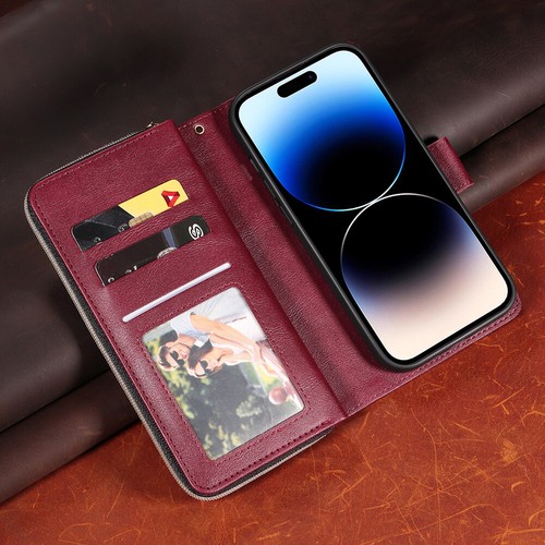 Zipper Multi-function Leather Wallet Purse Card Case Cover For iPhone Samsung - Zdjęcie 42 z 72