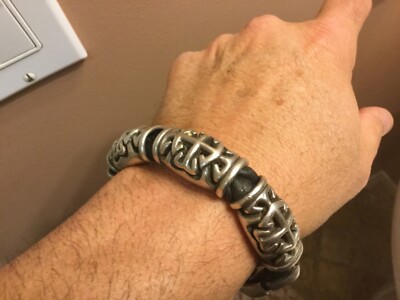 NAGUAL JOSEPH BERTOLLI MENS .925 LEATHER/ STATION BRACELET IMPOSSIBLE TO FIND!!!