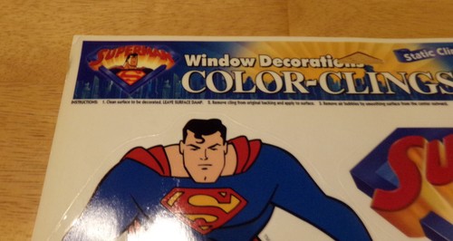 17" x 11 1/2" Superman The Animated Series Multi-Window Decorations Color-Clings - Picture 3 of 6