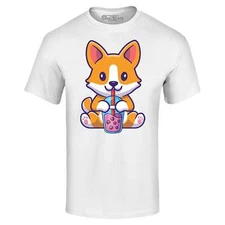 Cute Corgi Drinking Boba Tea Kawaii T-shirt Pet Shirts