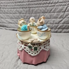 Enesco "It's A Par-Tea" Mini Musical box "Love Makes the World Go Round"  Works
