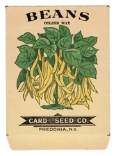 c1920 Card Seed Co. Golden Wax Beans Empty Packet Color Graphics Fredonia NY VTG