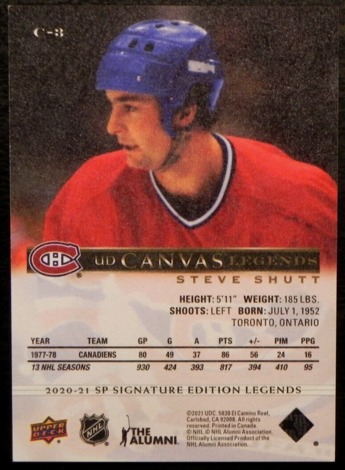 2020-21 20/21 SP Signatures Edition Legends Canvas C-3 Steve Shutt Canadiens - Image 2 of 2