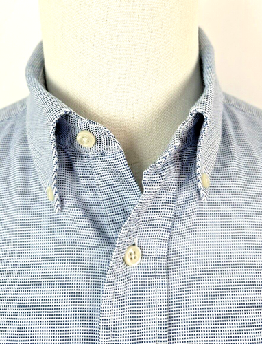 Daniel Cremieux Staney Micro Check Button-down Shirt 16.5 34 Large Blue Cotton - Picture 2 of 7