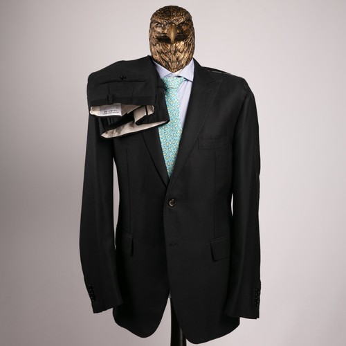 NWT $3950 PATRICK HELLMANN Wool Cashmere Peak Lapel Suit Midnight Blue 47US/57IT - Picture 2 of 24