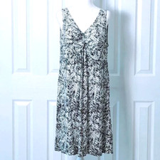 ANN TAYLOR LOFT Women's Lightweight Sleeveless VNeck Dress Size L Black White