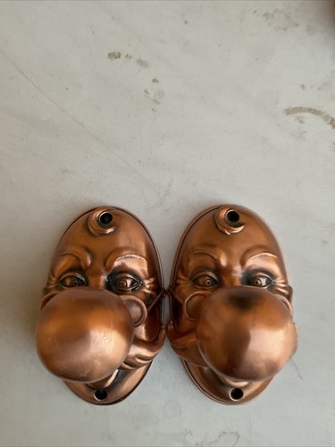 Set 2 Of Antique Brass Door Knob, Old Grandpa With Glasses, Very Unique - Picture 2 of 19