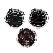 W PRO 85mm 3-3/8" 3 Gauge Set GPS Speedometer 220 KMH Waterproof Car Marine Boat