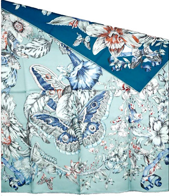 35''x35''Big Butterfly Print Pure Mulberry Twill Silk18momme Double-sided Scarf5-2
