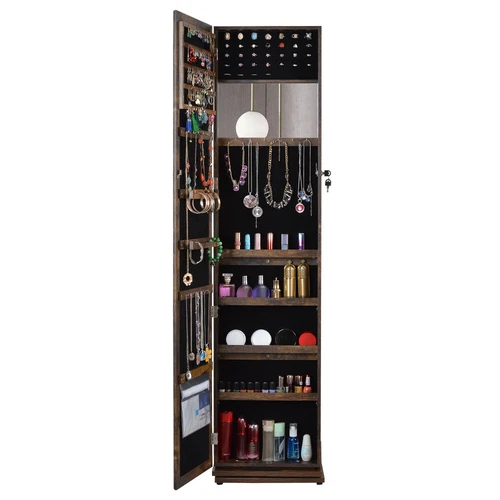 360°Swivel Jewelry Cabinet Full Length Mirror Standing Jewelry Armoire Organizer - Picture 14 of 46