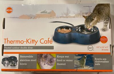 K&H Pet Products Thermo-Kitty Café Black 12 ounce 24 ounce Heated Dish  Bowls