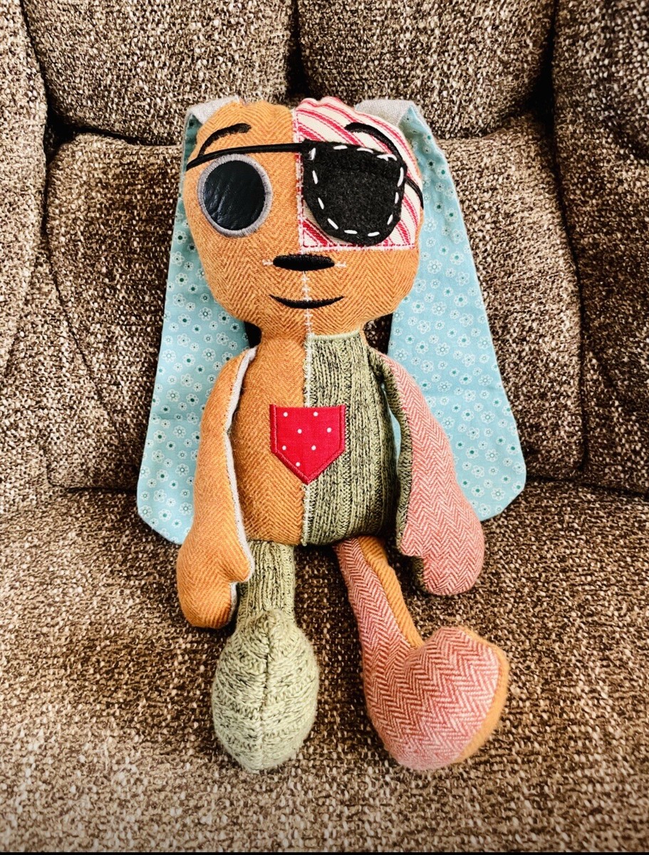 Handmade Lost Ollie Doll Plush toy with bell eye patch Star in
