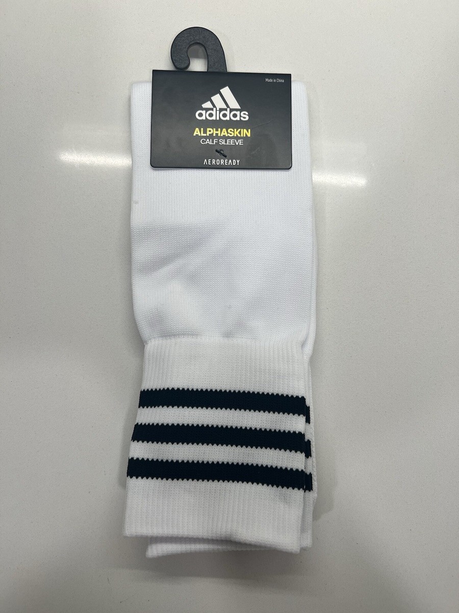 Adidas Alphaskin Calf Sleeves White Black Pair One Size Soccer