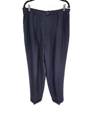 Vintage Lauren Ralph Lauren Wool Dress Pants Womens 16 Navy Blue Straight Leg