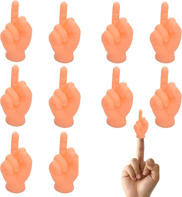 Tiny Hands for Fingers 10 Pcs Tiny Hands (Middle Finger Sign) Premium Rubber Lit