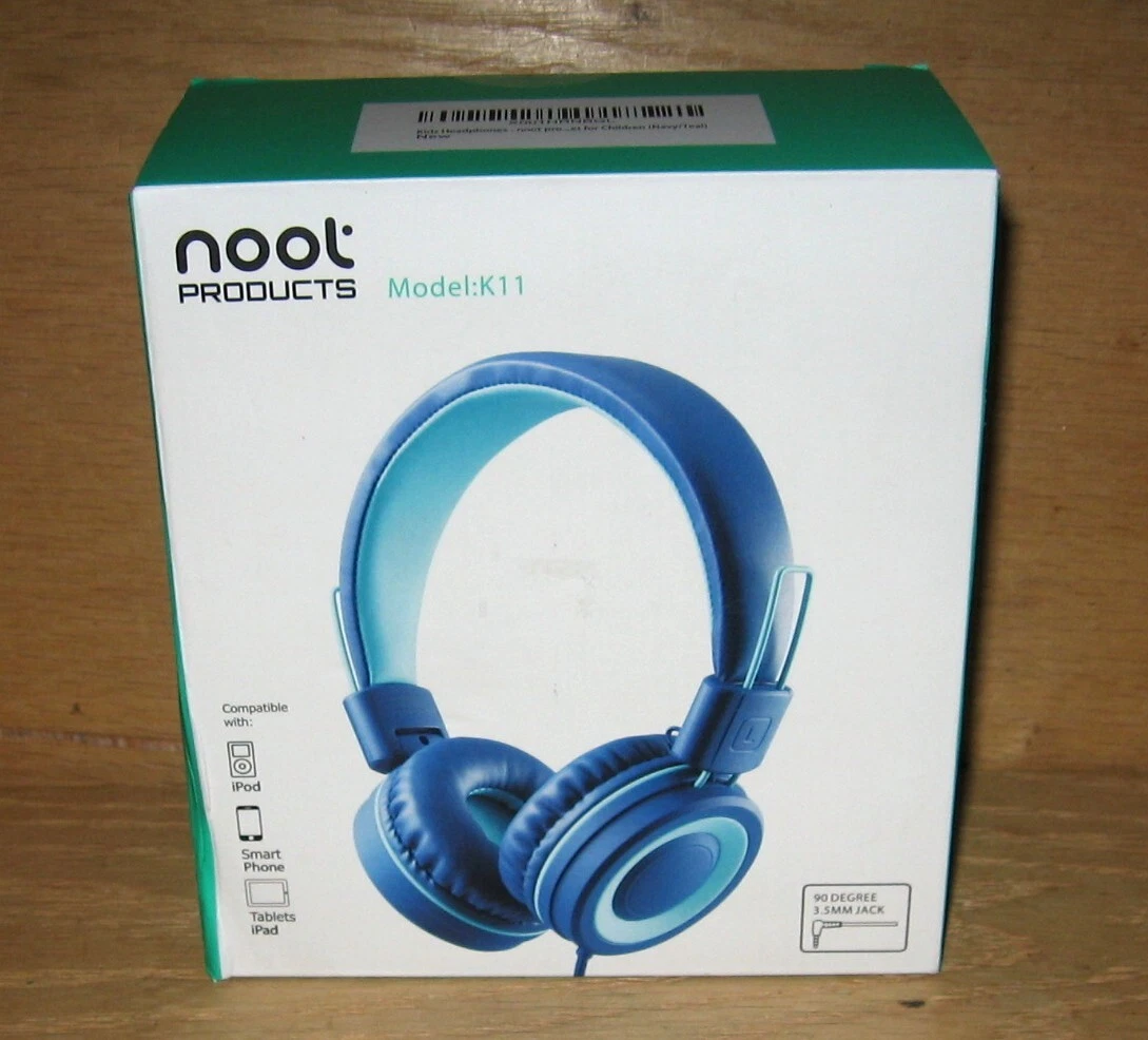 Nool Products Model K11 Foldable Stereo Kids Headphones Navy Teal Brand New