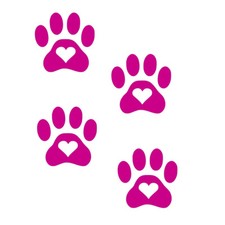 4 Heart Paw print Dog Puppy Vinyl Decal Sticker Car Wall Tumbler Cup Choice