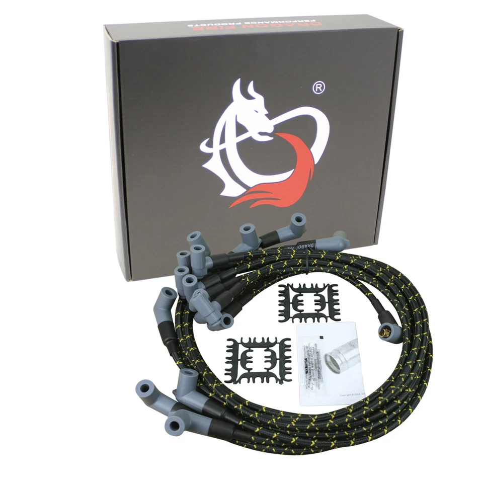 Juego de cables de bujía HEI trenzados de tela Dragon Fire vintage para SBC BBC Chevy 350 Foto 2 de 4