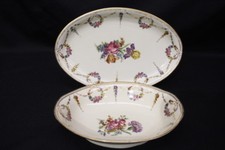 2pc Schumann Bavaria SAN LUIS REY Floral & Gold Swag Vegetable Bowl Oval Platter