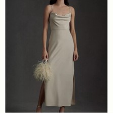 BHLDN Cali Satin cowl neck satin midi dress NWT Sz 6