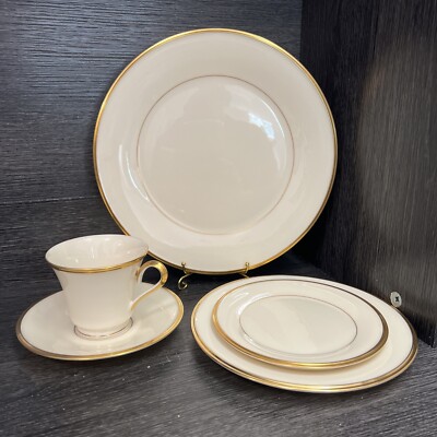 LENOX Eternal China Ivory Gold 5 Pc Place Set Cup Saucer Bread