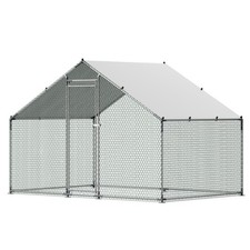 Uimoso Spacious Metal Chicken Coop 9.8x6.6x6.6ft Walk-in Poultry Cage with Cover