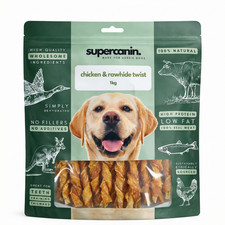 Rawhide & Chicken Jerky Wrapped Dog Treat 1kg - 100% Natural, Dental Chews Twist