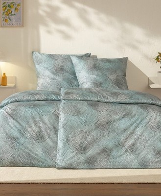 Estella Bettwäsche Orion grau oder eisblau Mako Satin  135x200 / 155x220 cm