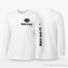 Penn State Nike Mens XL White Long Sleeve Just Do It Loose Fit Tee Shirt