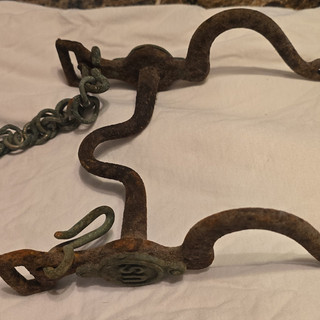 S Vintage Western Horse Port Bit w/ Chain Rusty Marked SN (S0)