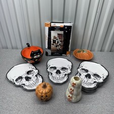 Halloween Decor Lot Candy Dishes Plates Tablecloth Pumpkin Decor Spooky Party