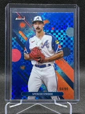 Spencer Strider 2025 Topps Finest BLUE Checkerboard Refractor 64/99 Card #12